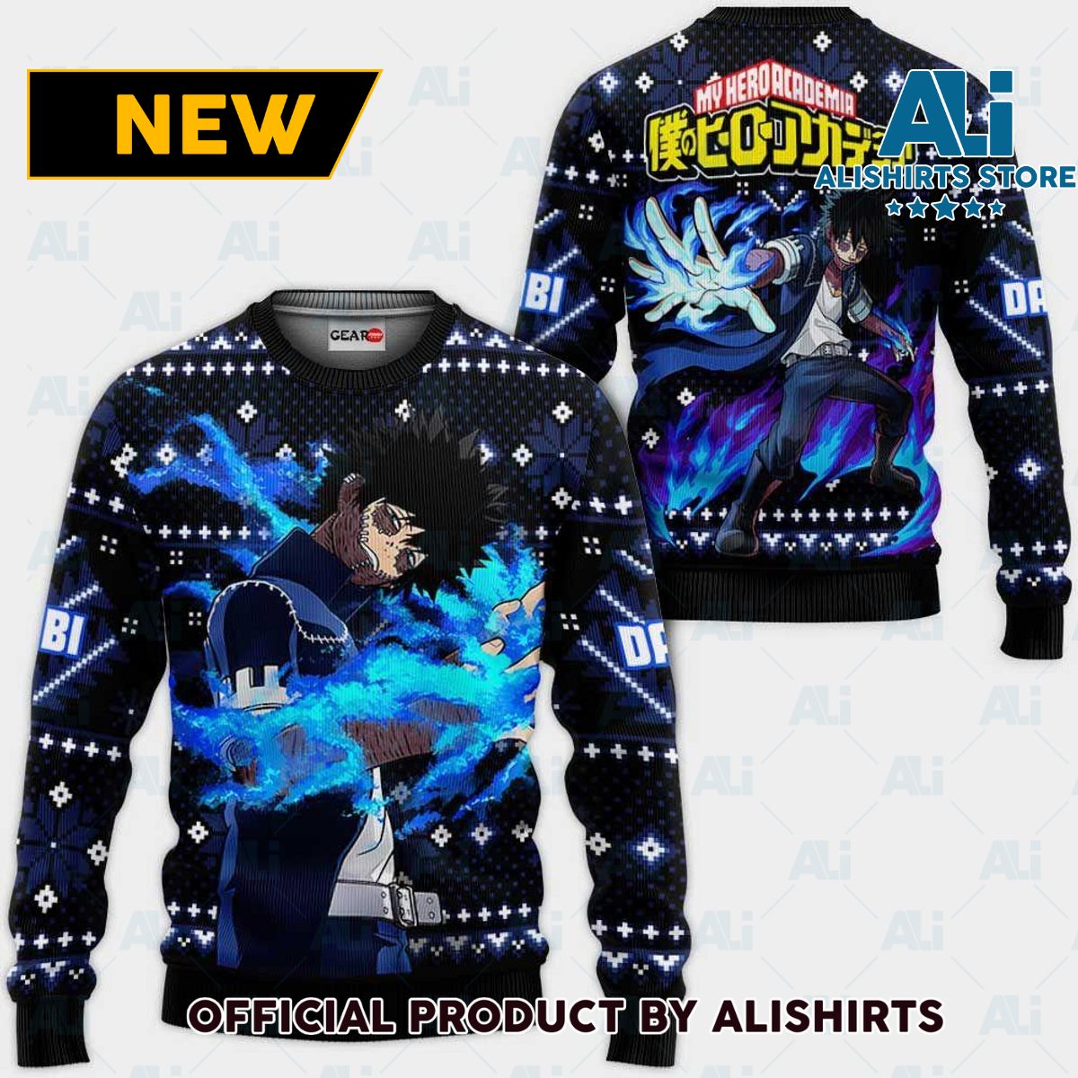 Dabi Ugly Christmas Sweater Custom Anime My Hero Academia