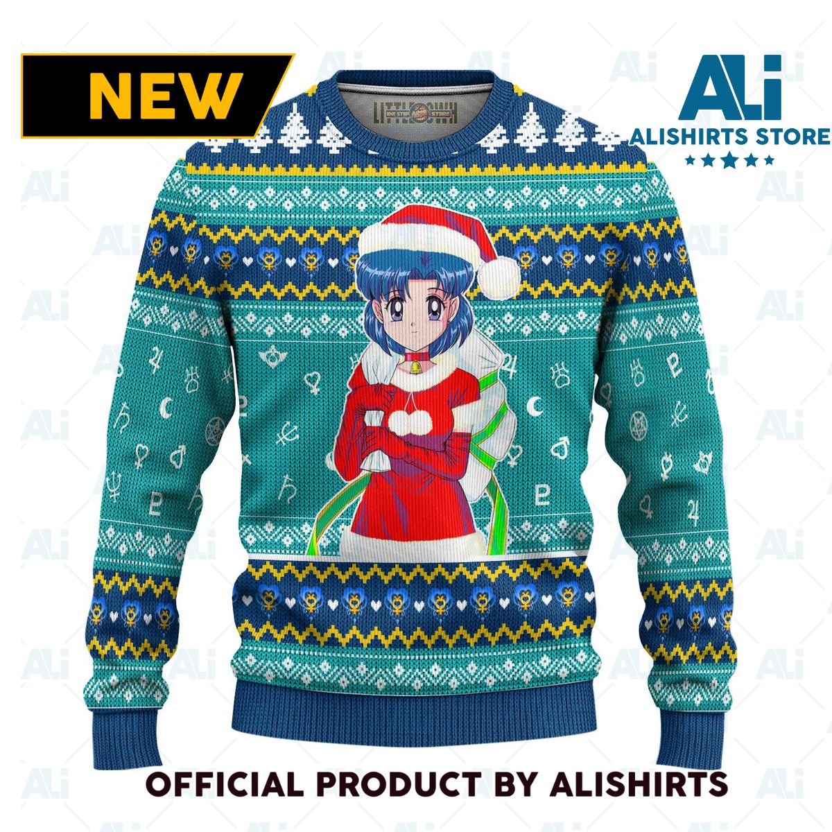 Sailor Mercury Ugly Christmas Sweater Sailor Moon Anime