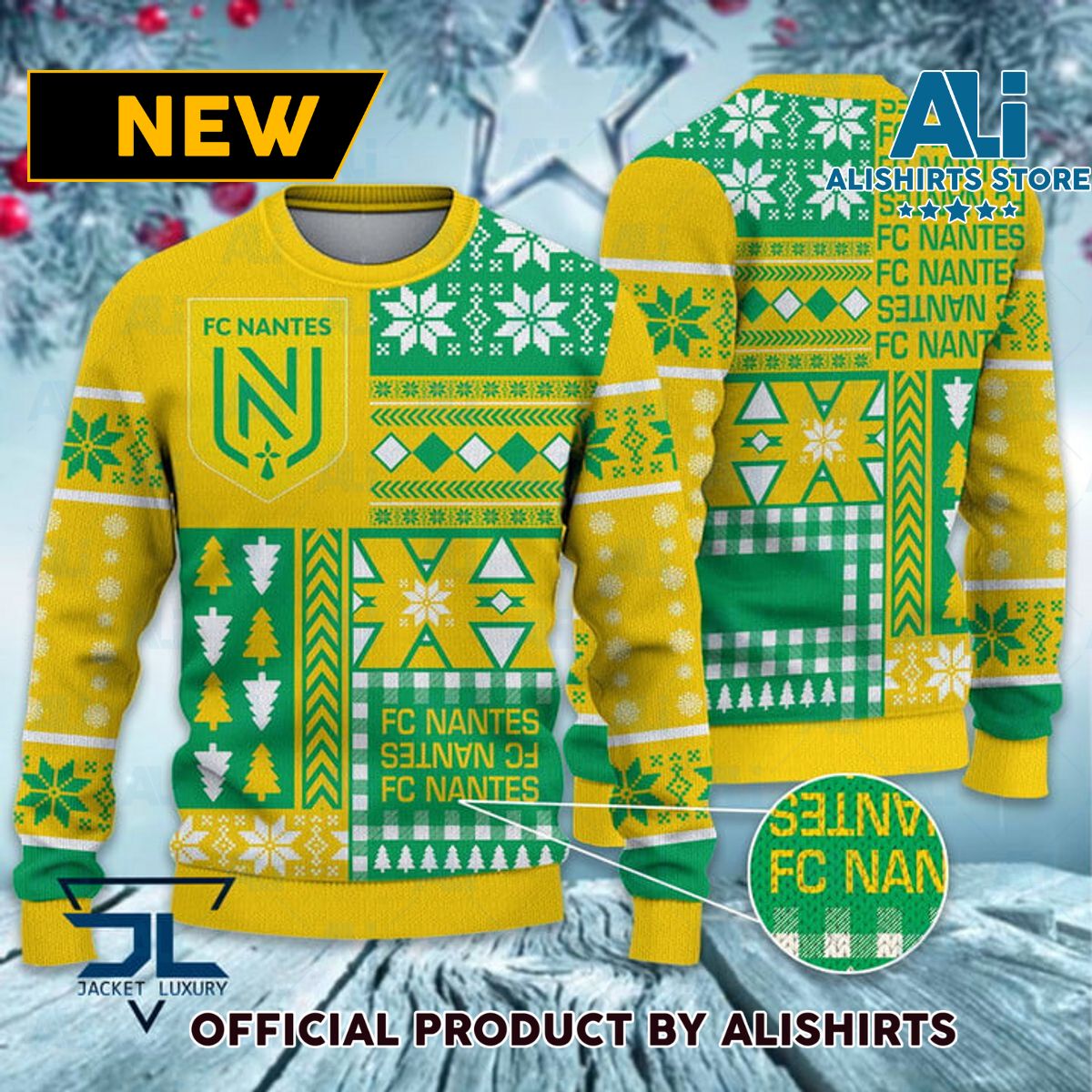 FC Nantes France football soccer ugly christmas sweater - GC81