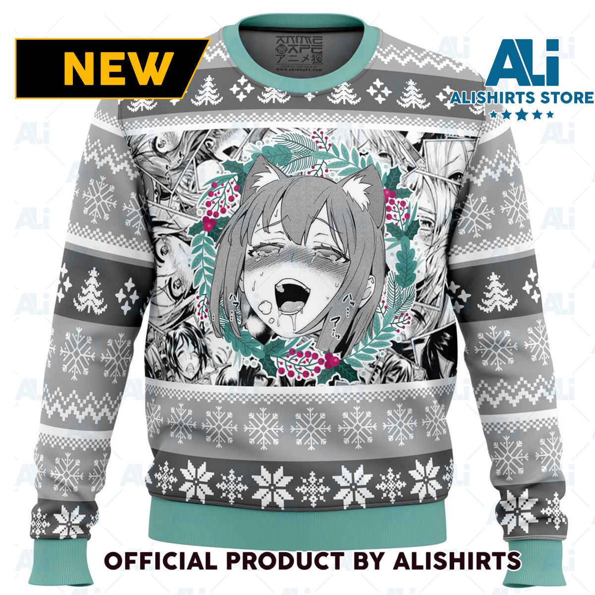 Christmas Anime Ahegao Ugly Christmas Sweater