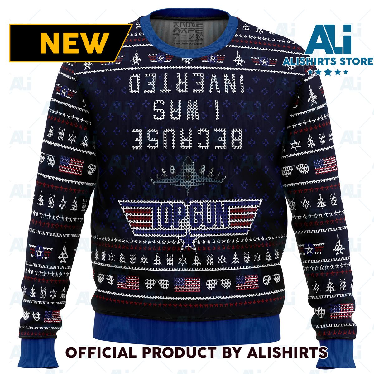 Inverted Top Gun Ugly Christmas Sweater