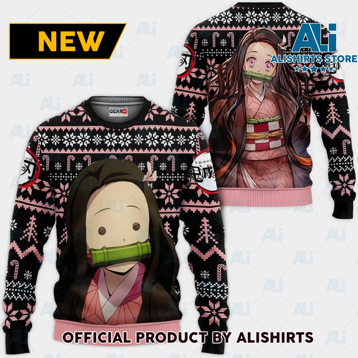 Kamado Nezuko Ugly Christmas Sweater Custom Anime Kimetsu