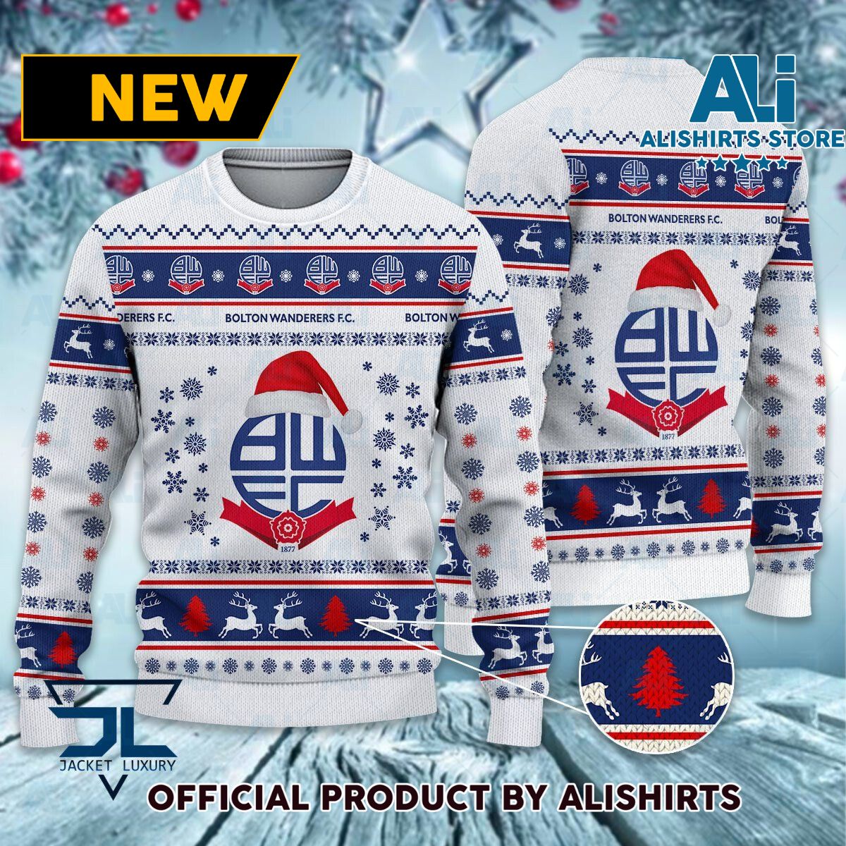 Bolton Wanderers FC logo EFL Championship Christmas Sweater