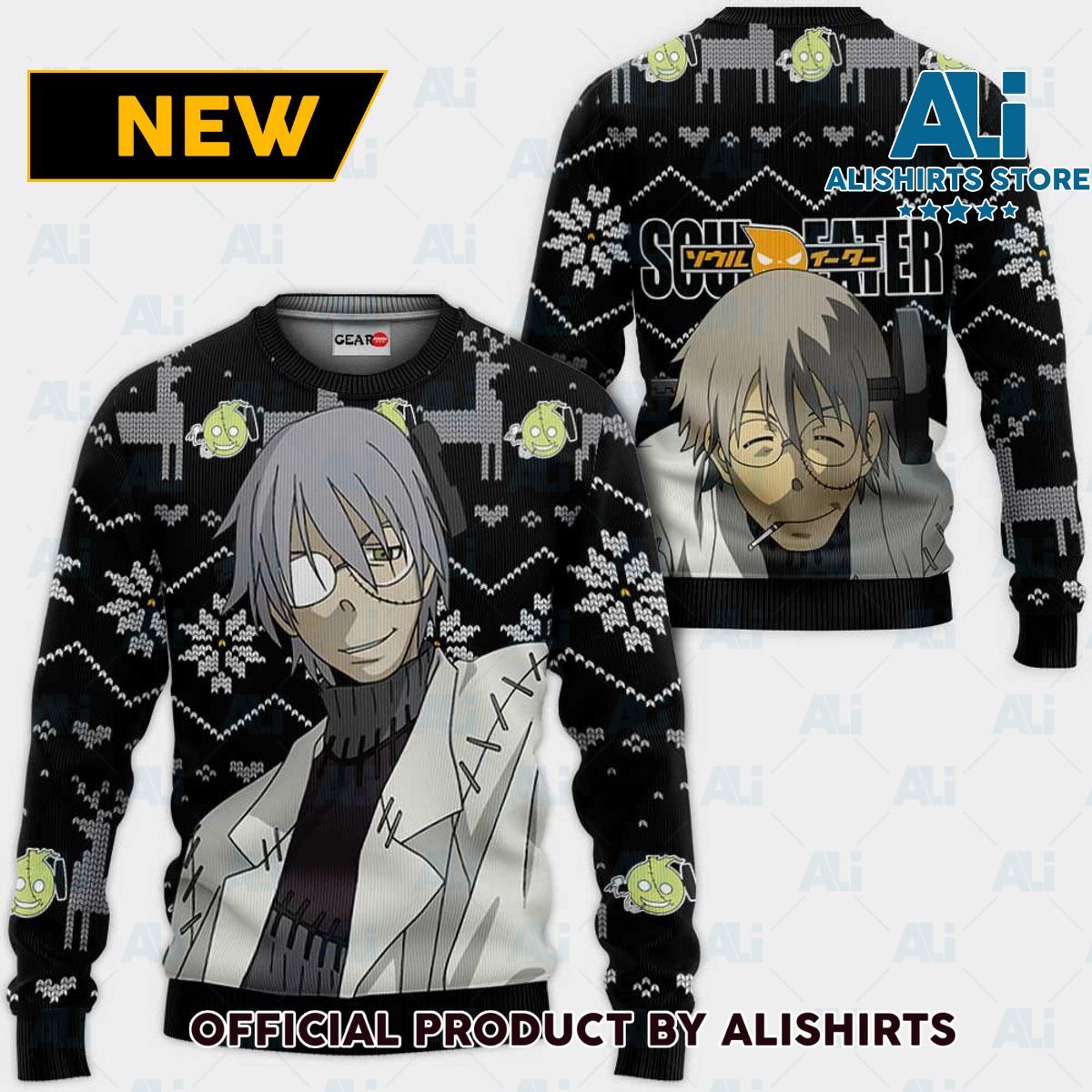 Franken Stein Ugly Christmas Sweater Custom Anime Soul Eater