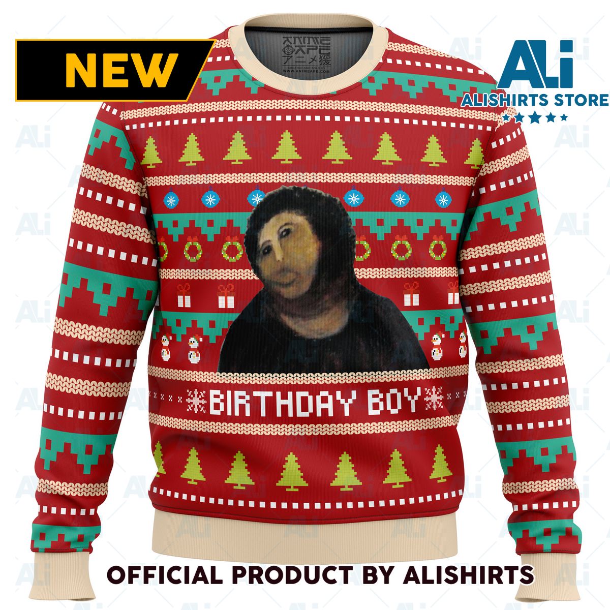 Birthday Boy Potato Jesus Ugly Christmas Sweater