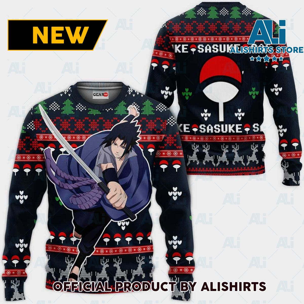Uchiha Sasuke Ugly Christmas Sweater Custom Nrt Anime