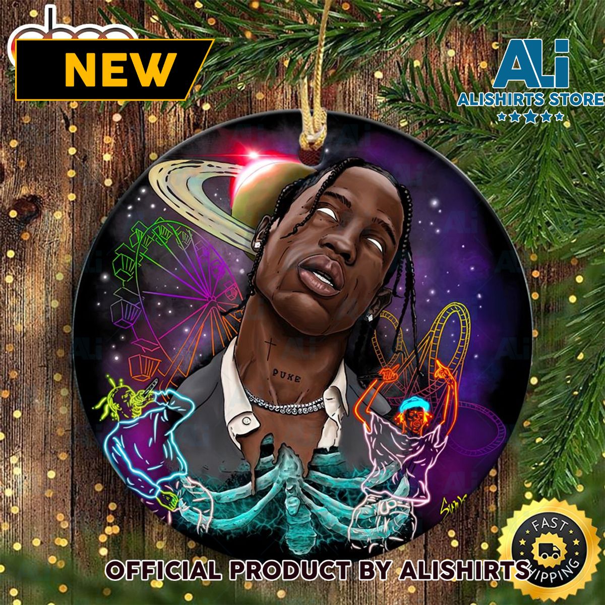 Travis Scott 2022 Pop Art Hip Hop Christmas Ornament