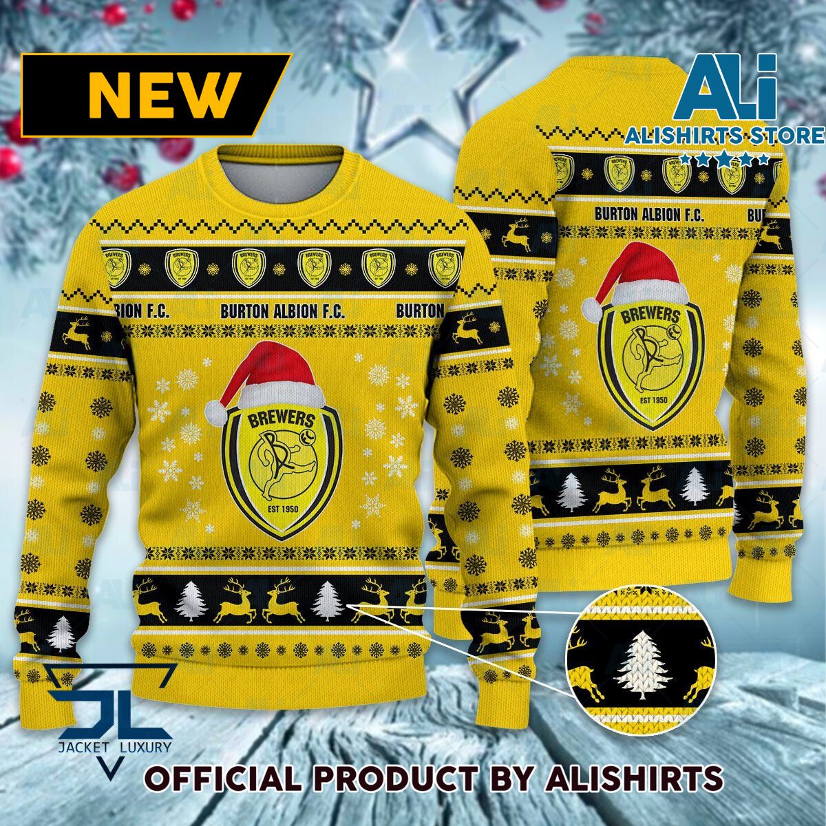 Burton Albion FC logo EFL Championship Christmas Sweater