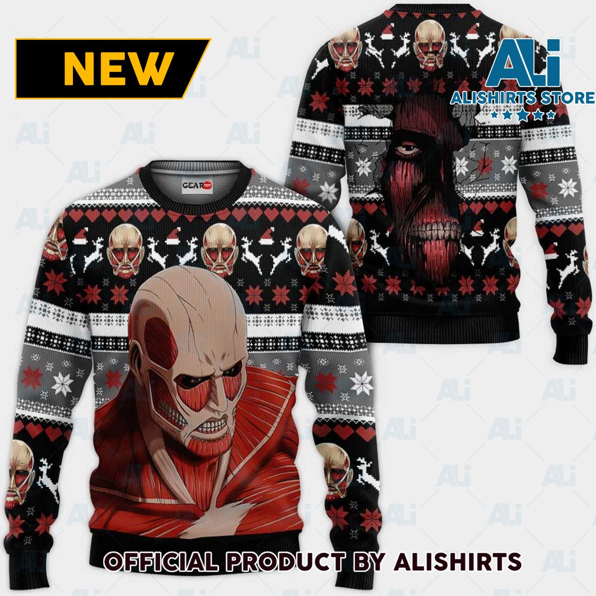 Giant Titan Ugly Christmas Sweater Custom Anime Attack On Titan