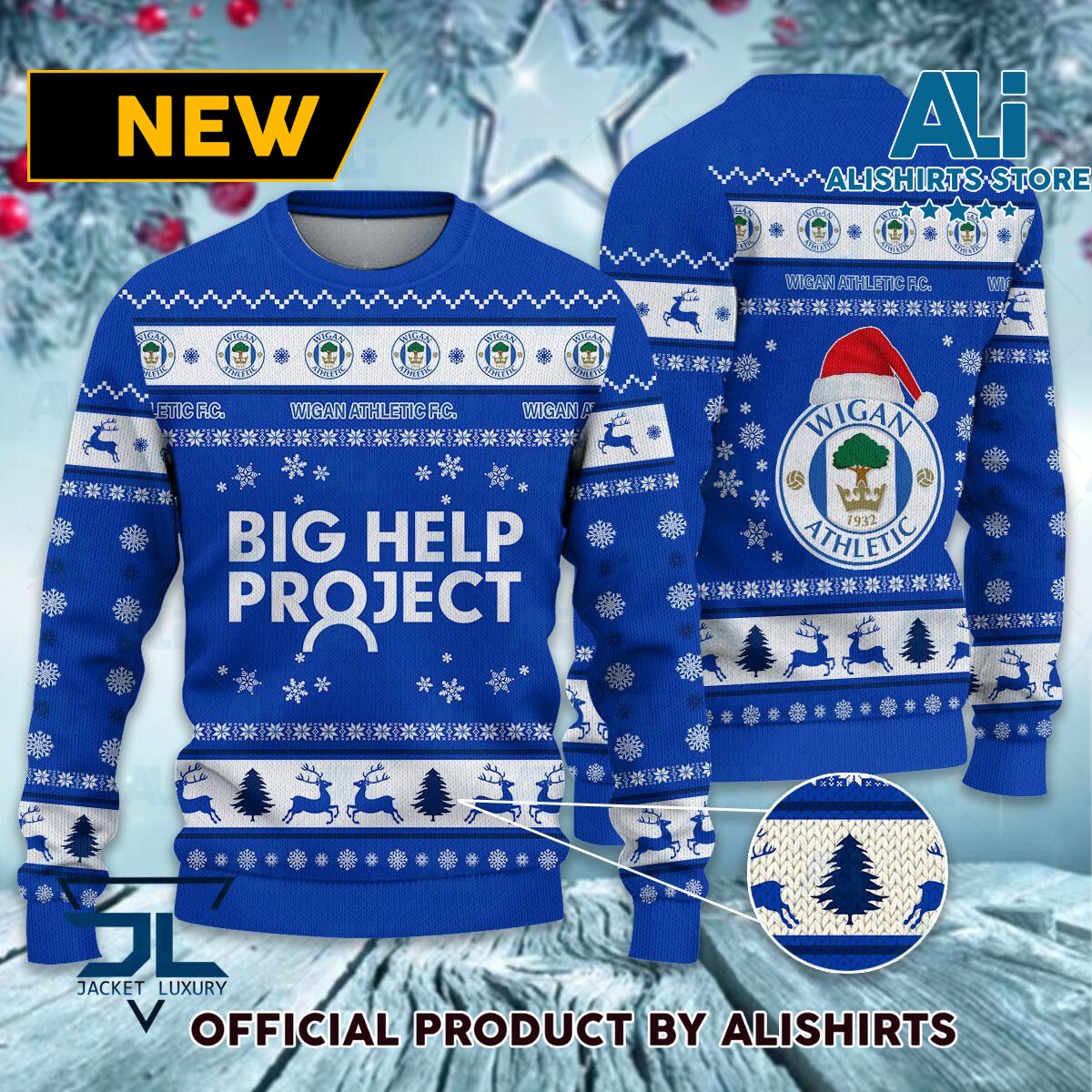 Wigan Athletic FC logo EFL Championship Christmas Sweater