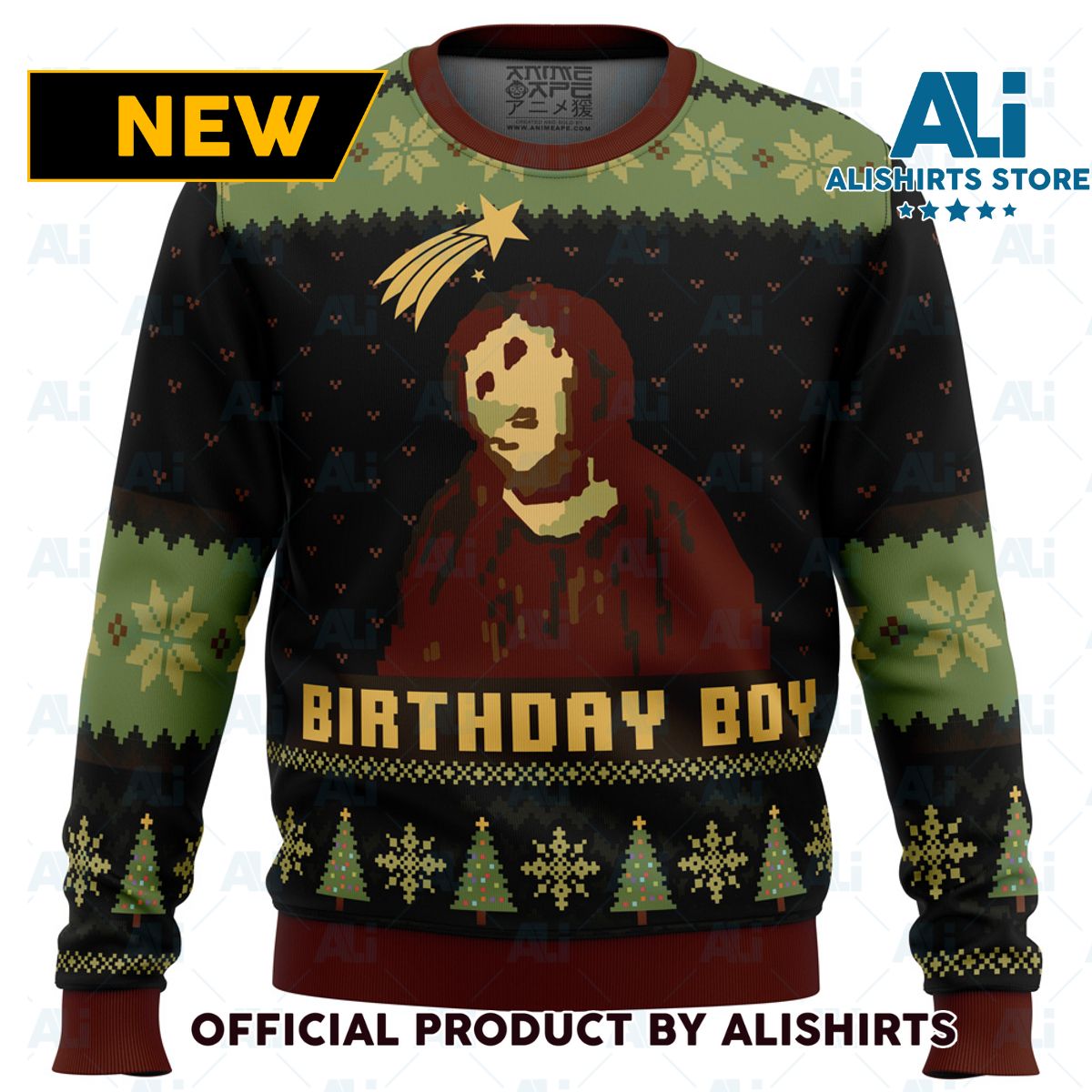 Birthday Boy The Ruined Fresco Of Jesus Ugly Christmas Sweater