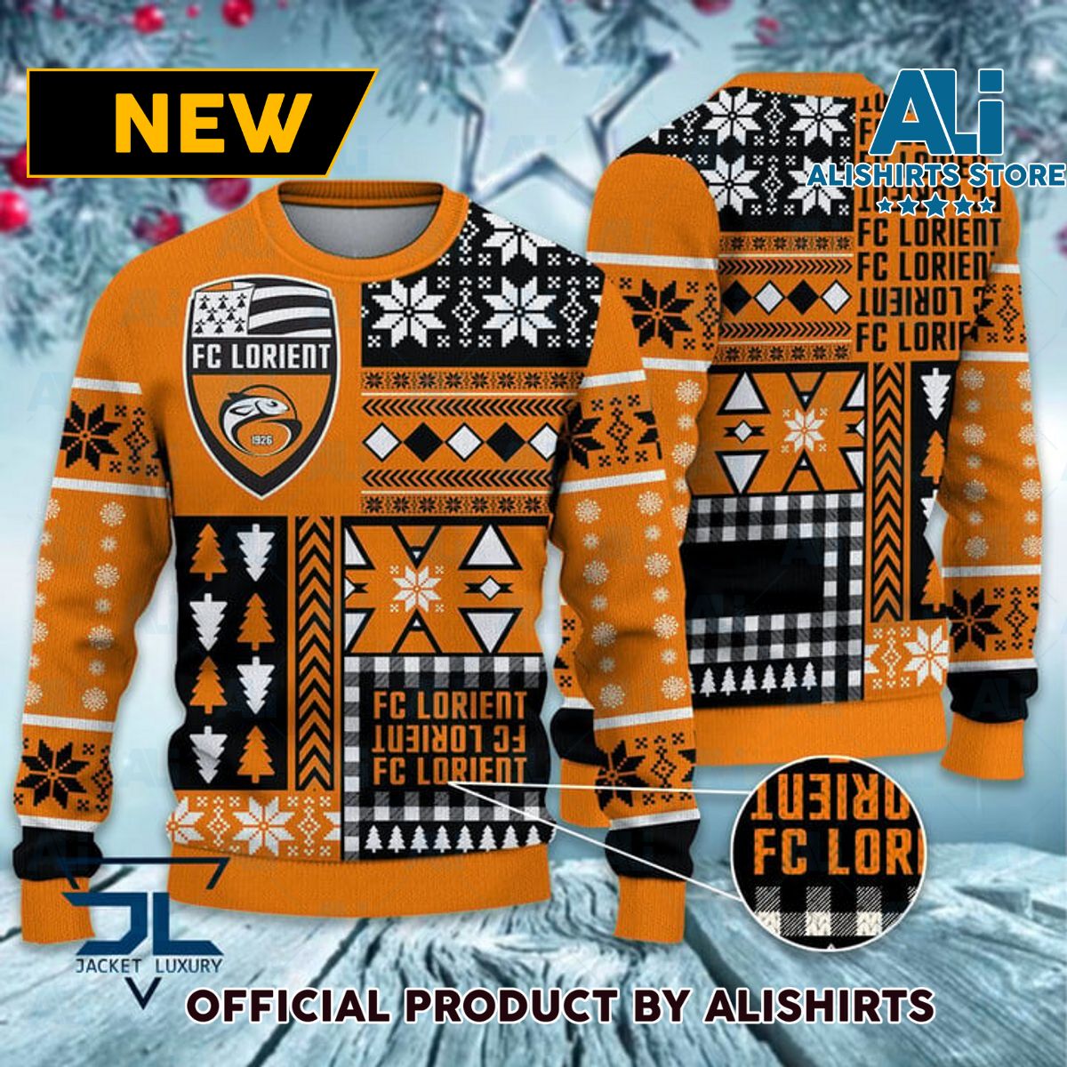 FC Lorient France football soccer ugly christmas sweater