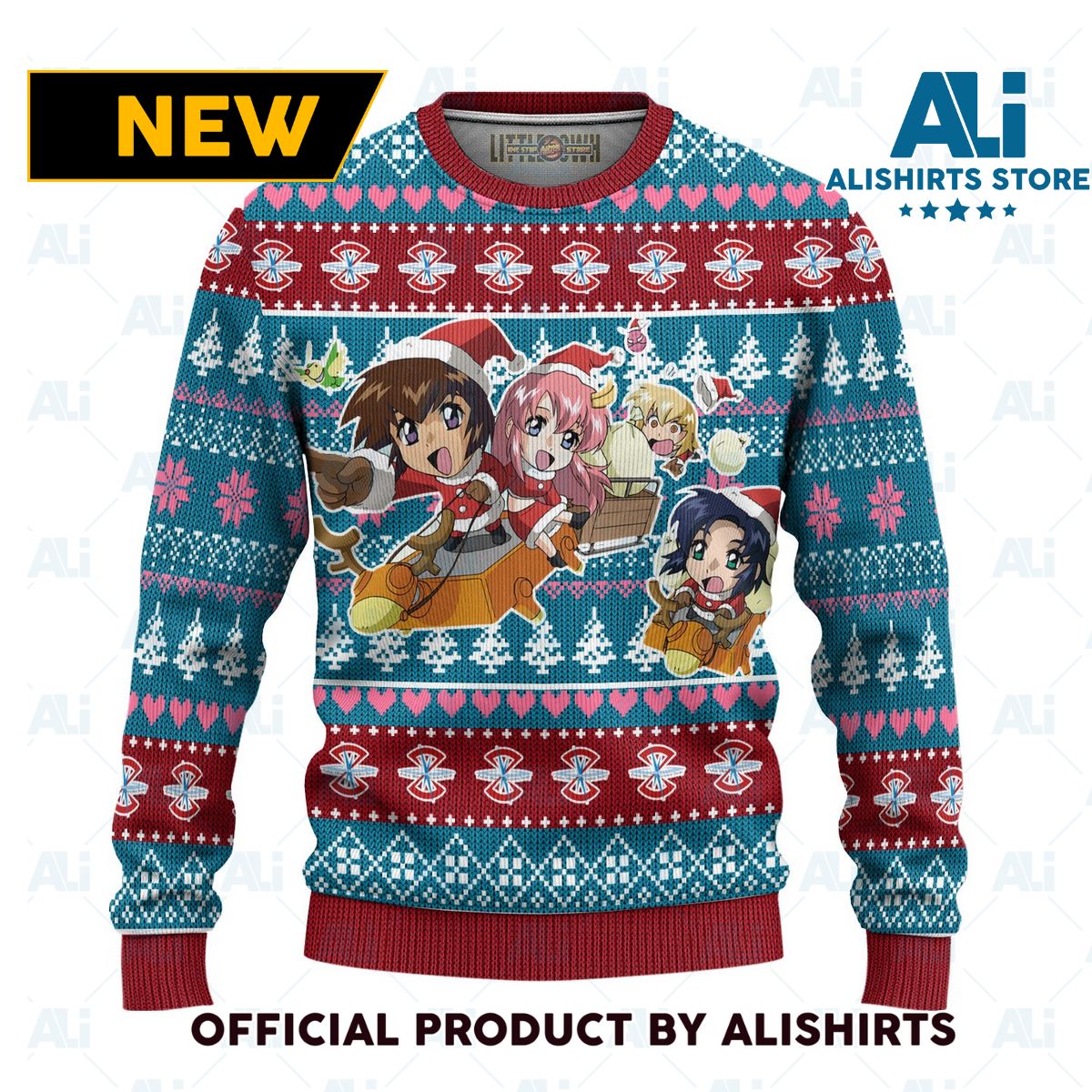 Gundam Team Anime Ugly Christmas Sweater Custom Chibi