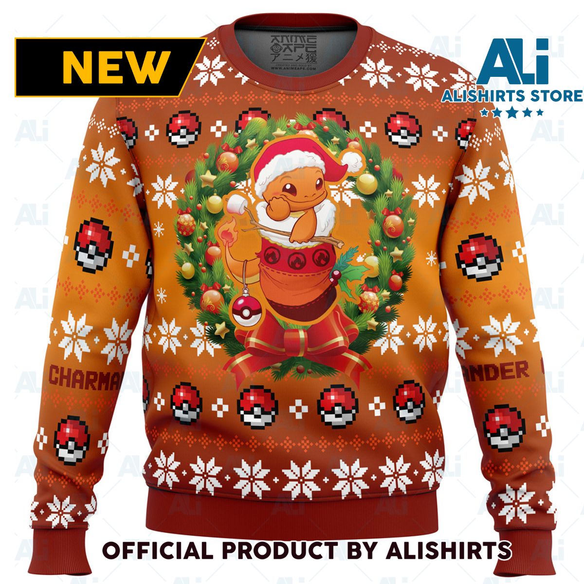 Christmas Charmander Pokemon Ugly Christmas Sweater