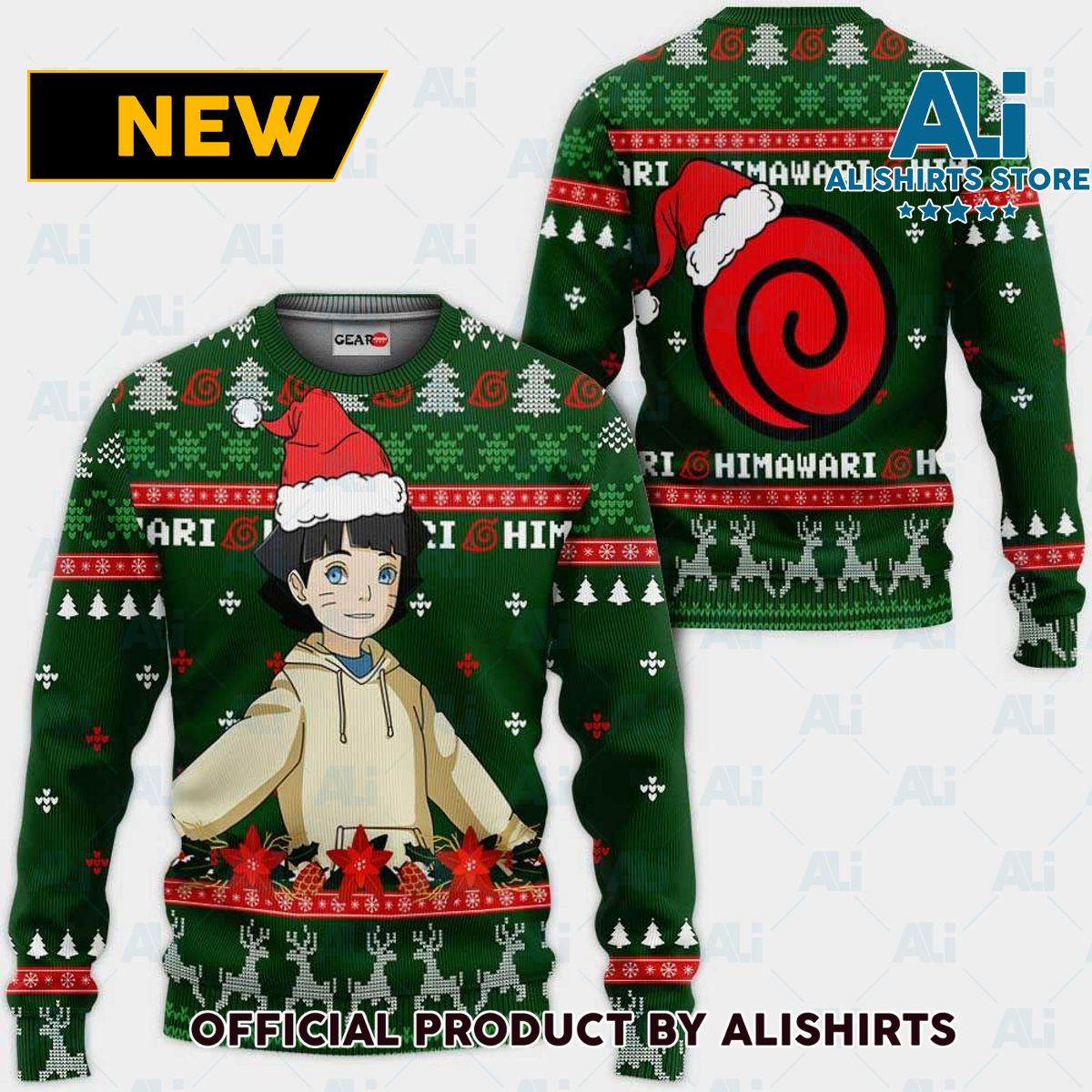 Uzumaki Himawari Ugly Christmas Sweater Custom Boruto Anime