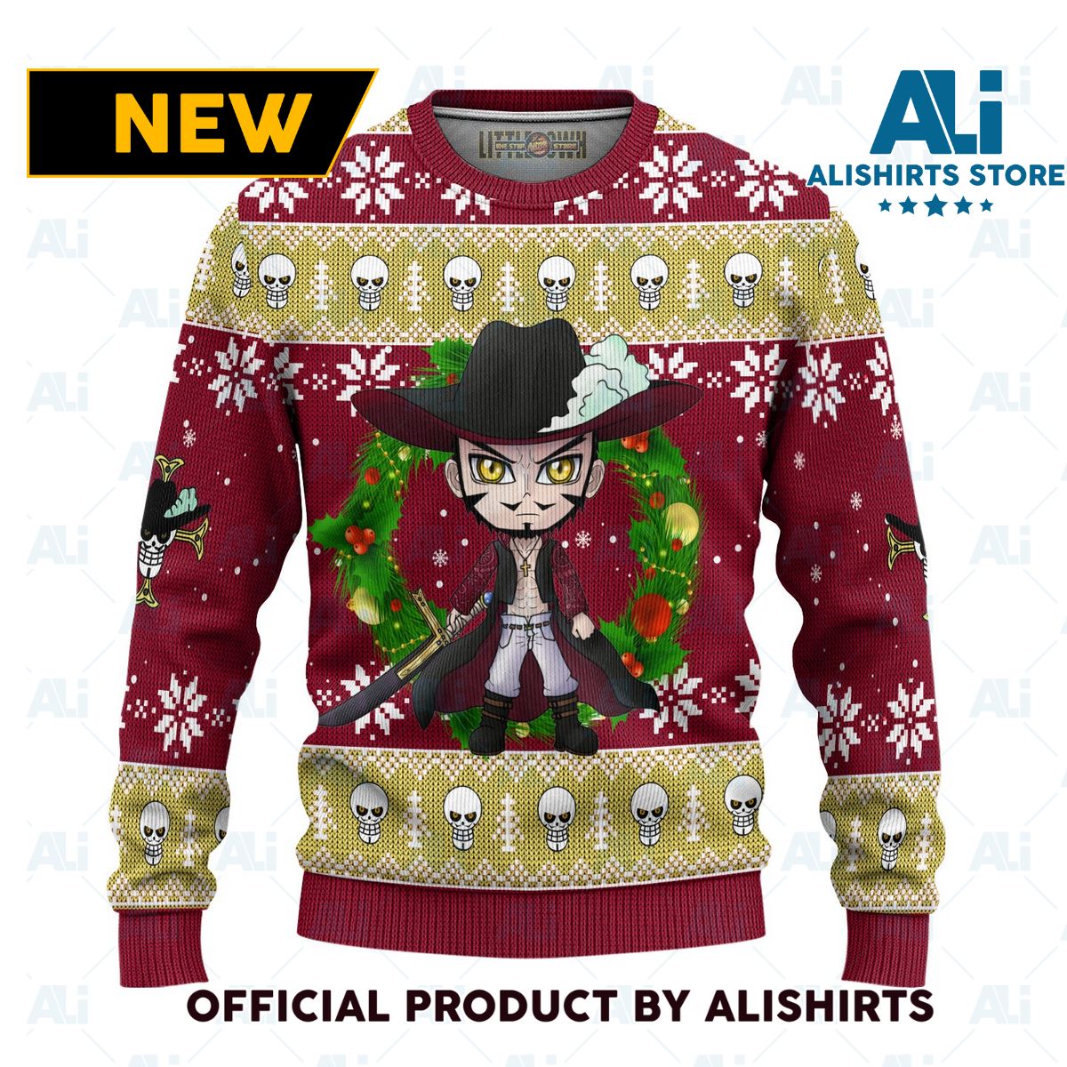 Dracule Mihawk One Piece Anime Ugly Christmas Sweater