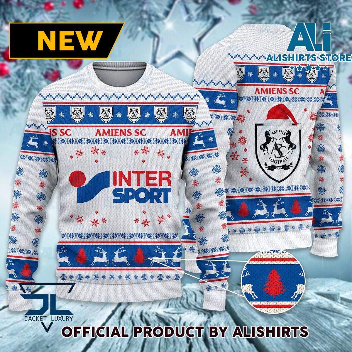 Amiens SC Ligue 1 Ugly Christmas sweater