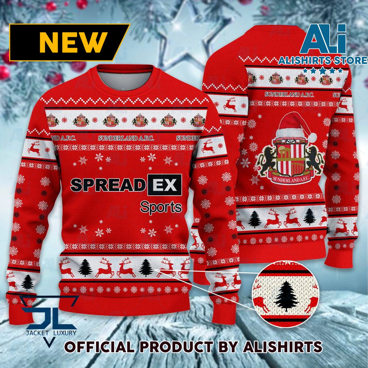 Sunderland A.F.C FC logo EFL Championship Christmas Sweater