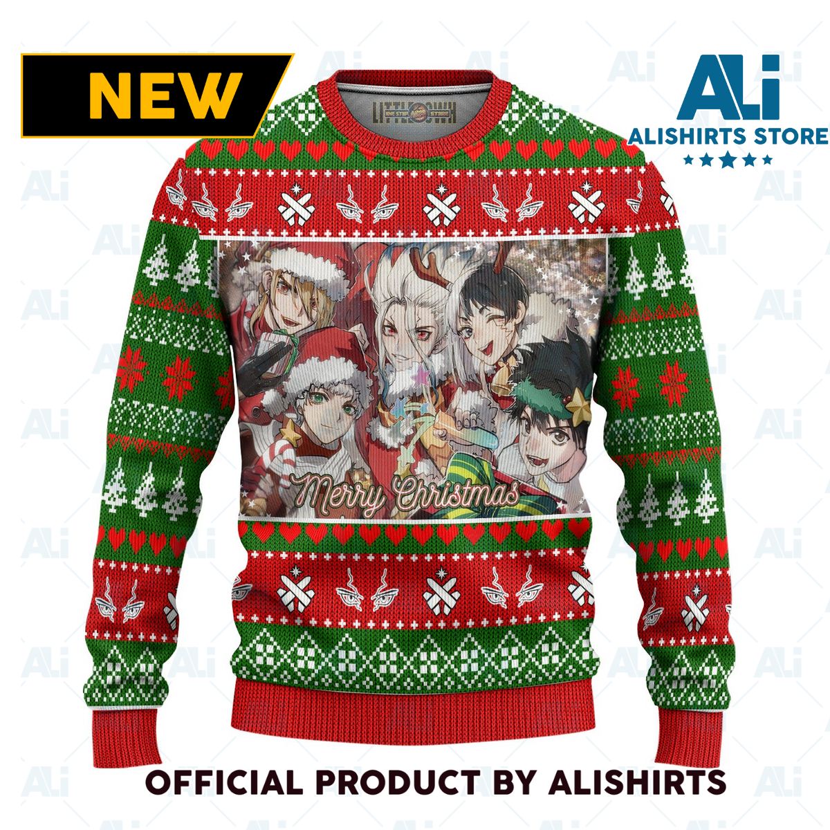 Dr Stone Anime Ugly Christmas Sweater Custom Green