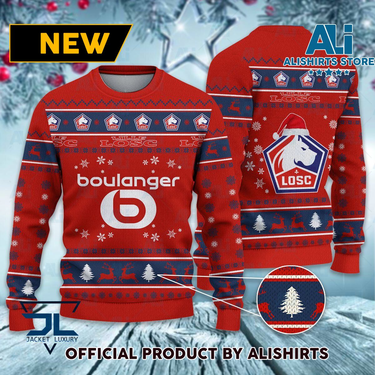 LOSC Lille Ligue 1 Ugly Christmas sweater