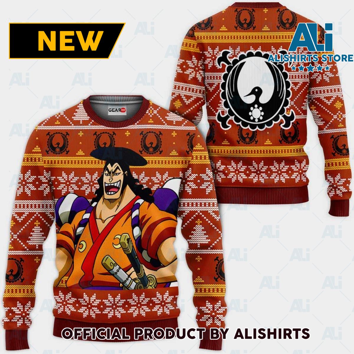 Kozuki Oden Ugly Christmas Sweater Custom One Piece Anime