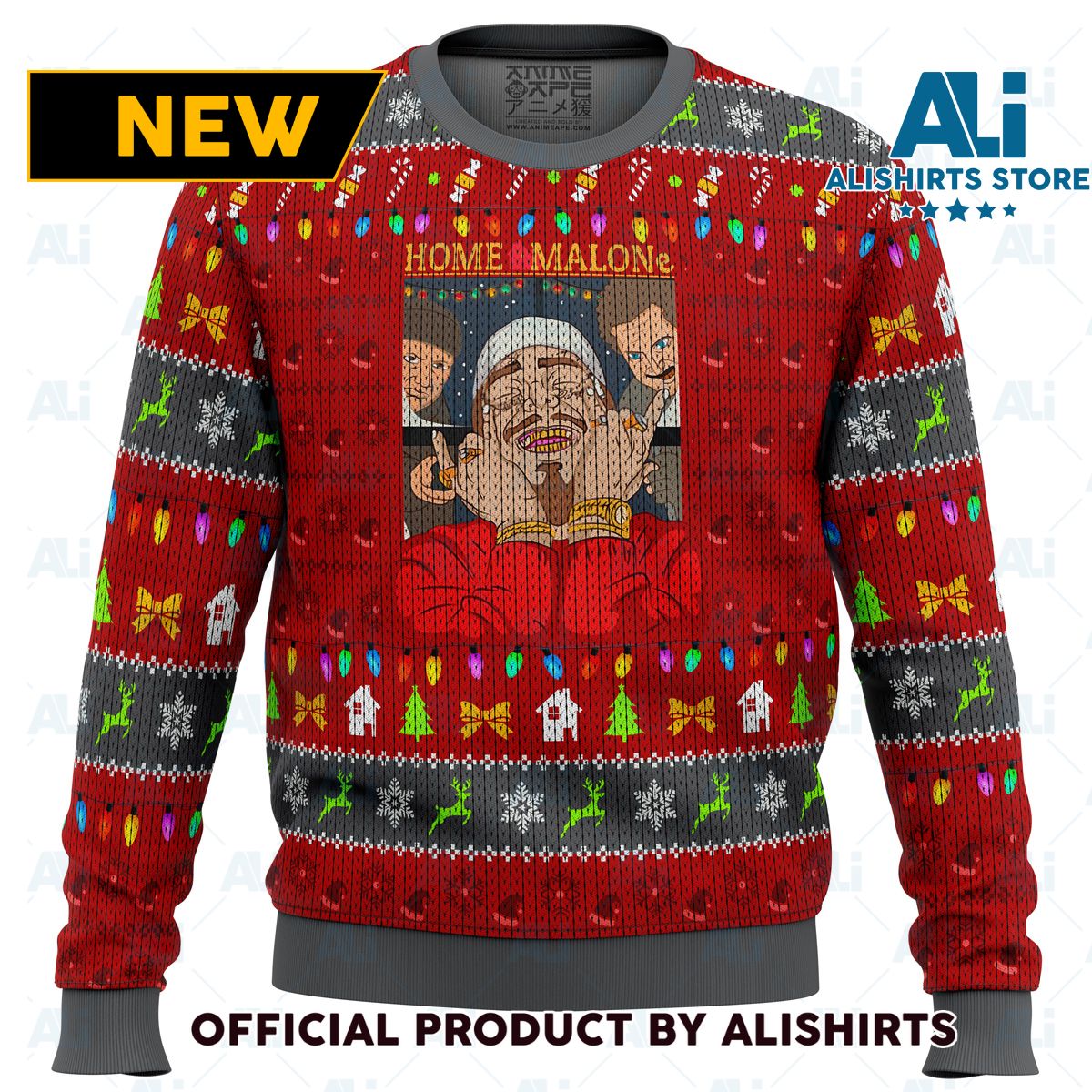 Home Malone Meme Ugly Christmas Sweater