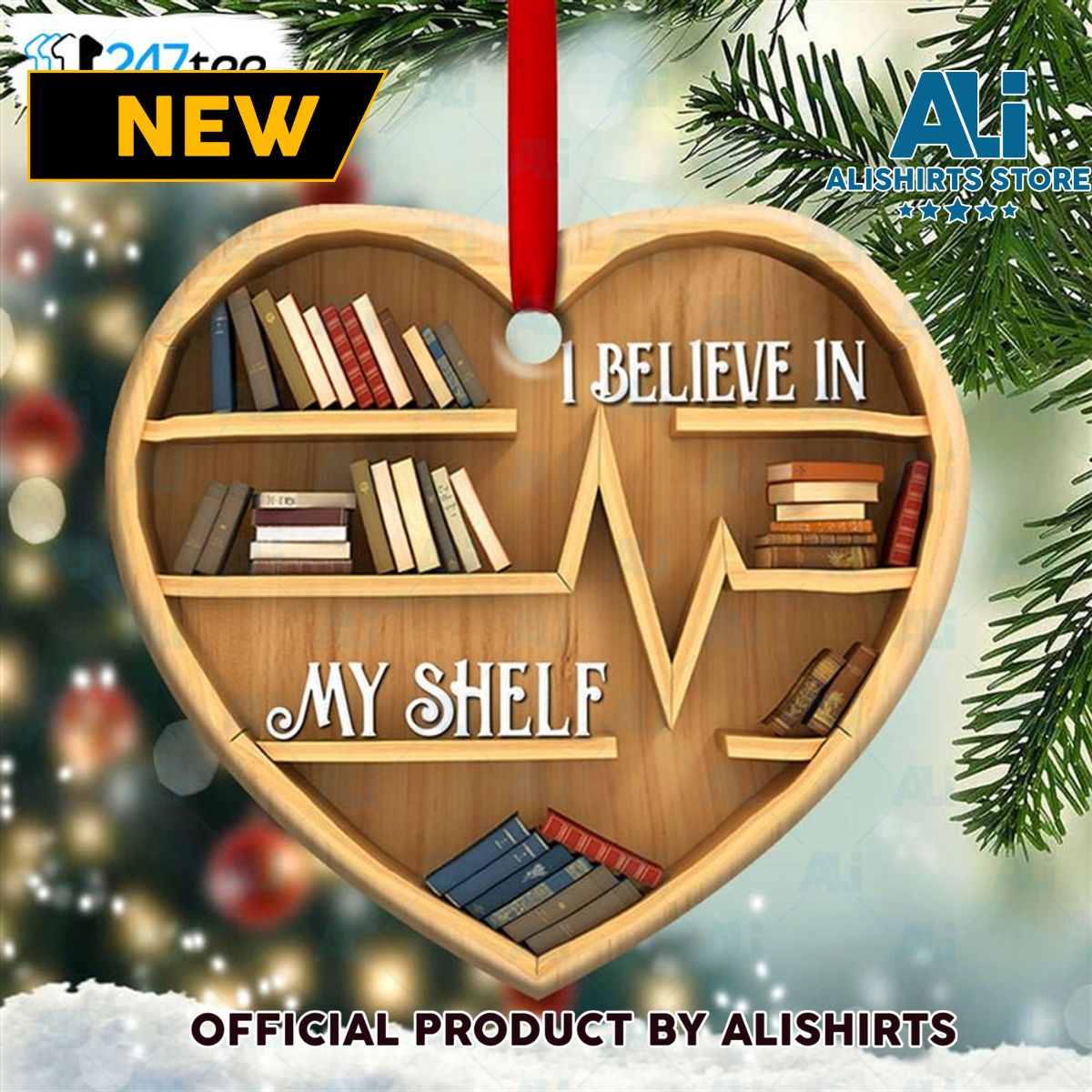 I Believe In My Shelf Book Lovers Ceramic Ornament Tree