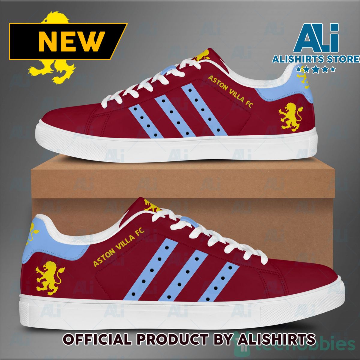 Aston Villa Fc Red Adidas Stan Smith Low Top Skate Shoes