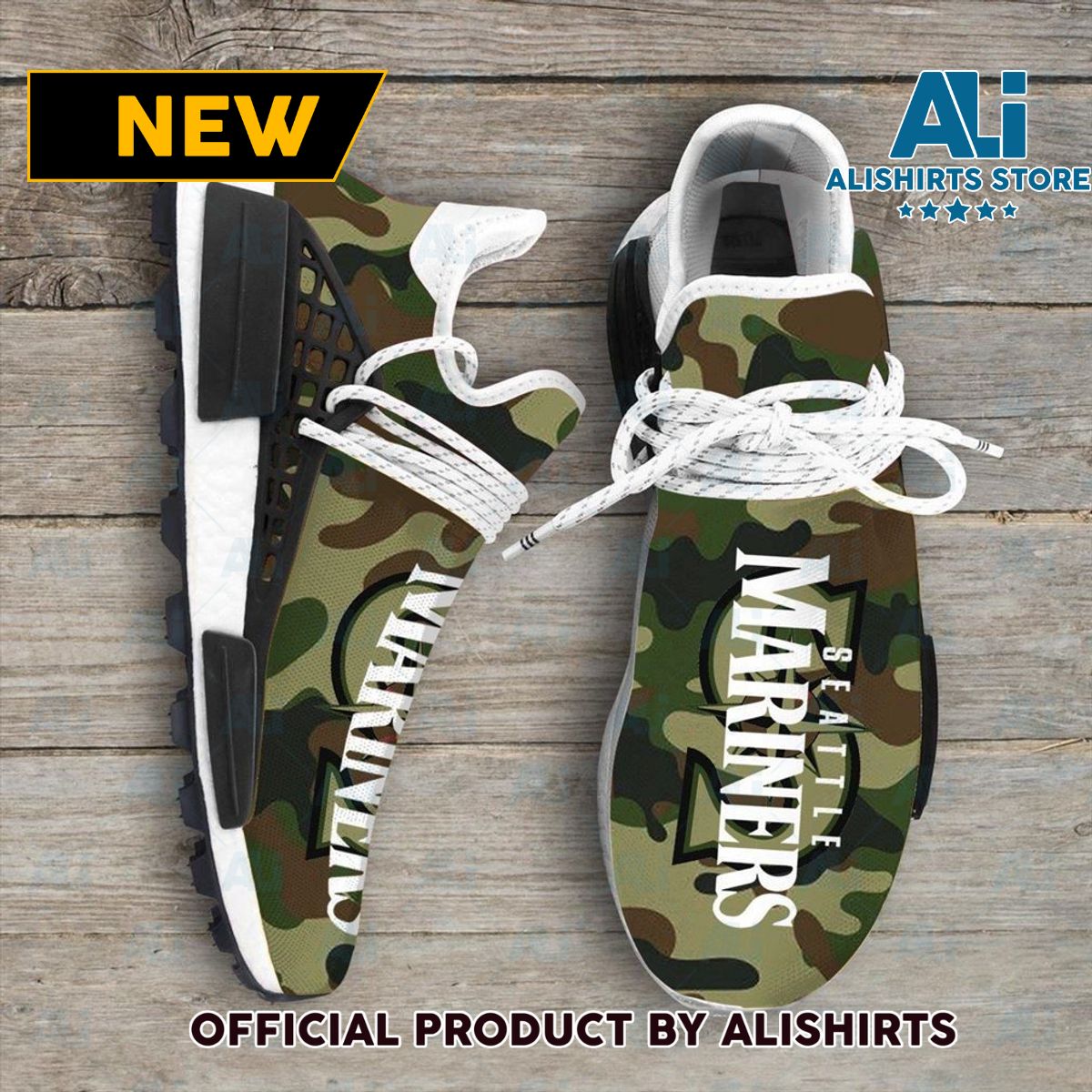 Camo Camouflage Seattle Mariners MLB Sport Teams NMD Human Race Adidas NMD Sneakers