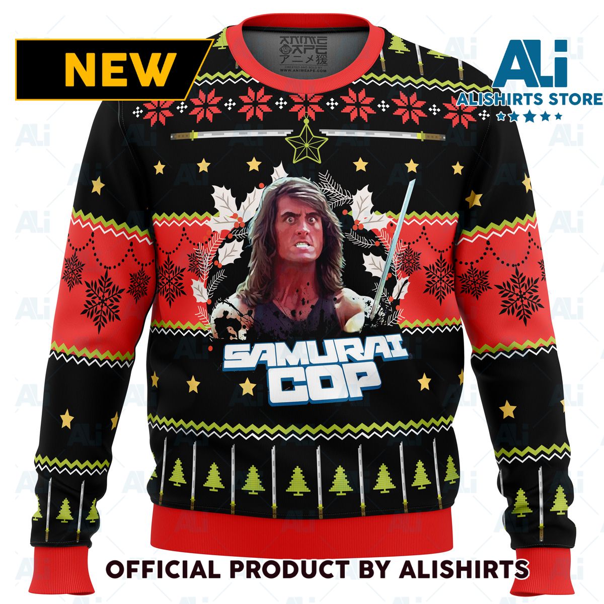 Samurai Cop Ugly Christmas Sweater