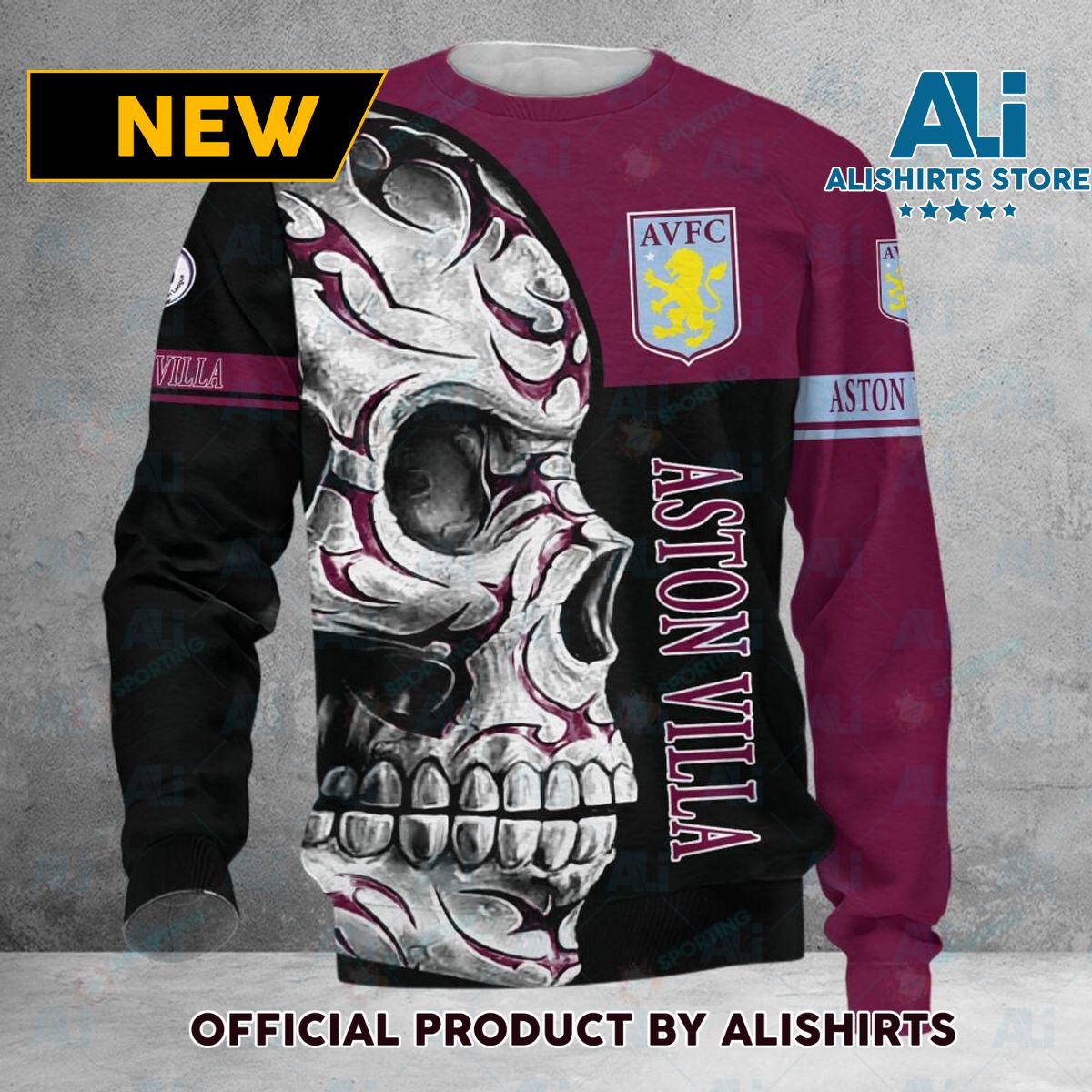 Aston Villa FC Premier League Skull Sweater