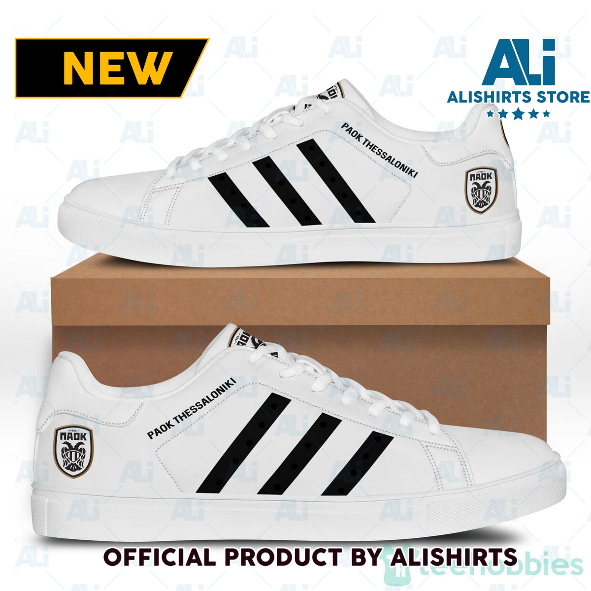 Paok Thessaloni Fc White Adidas Stan Smith Low Top Skate Shoes