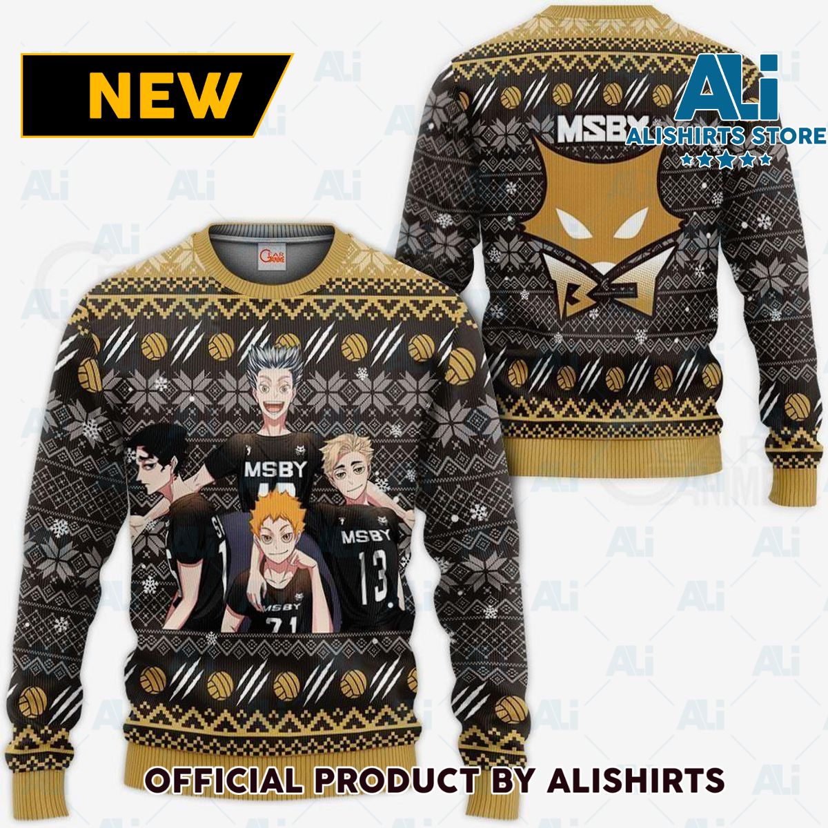 MSBY Black Jackals Ugly Christmas Sweater Haikyuu Anime