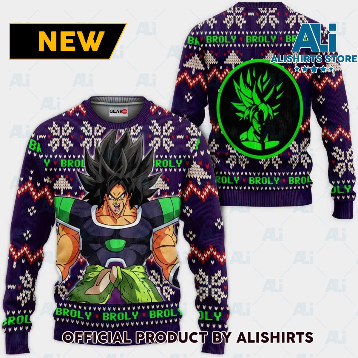 Broly Ugly Christmas Sweater Custom Anime Dragon Ball