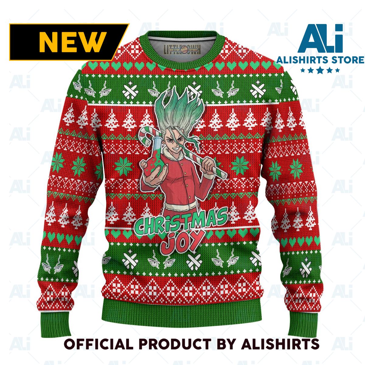 Senku Ishigami Anime Ugly Christmas Sweater Custom Dr Stone