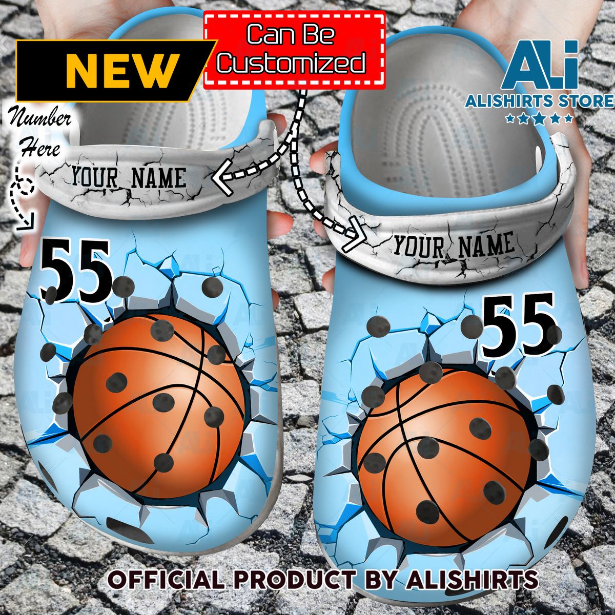 Basketball Crack Personalized Name & Number Crocs Crocband Clog Shoes