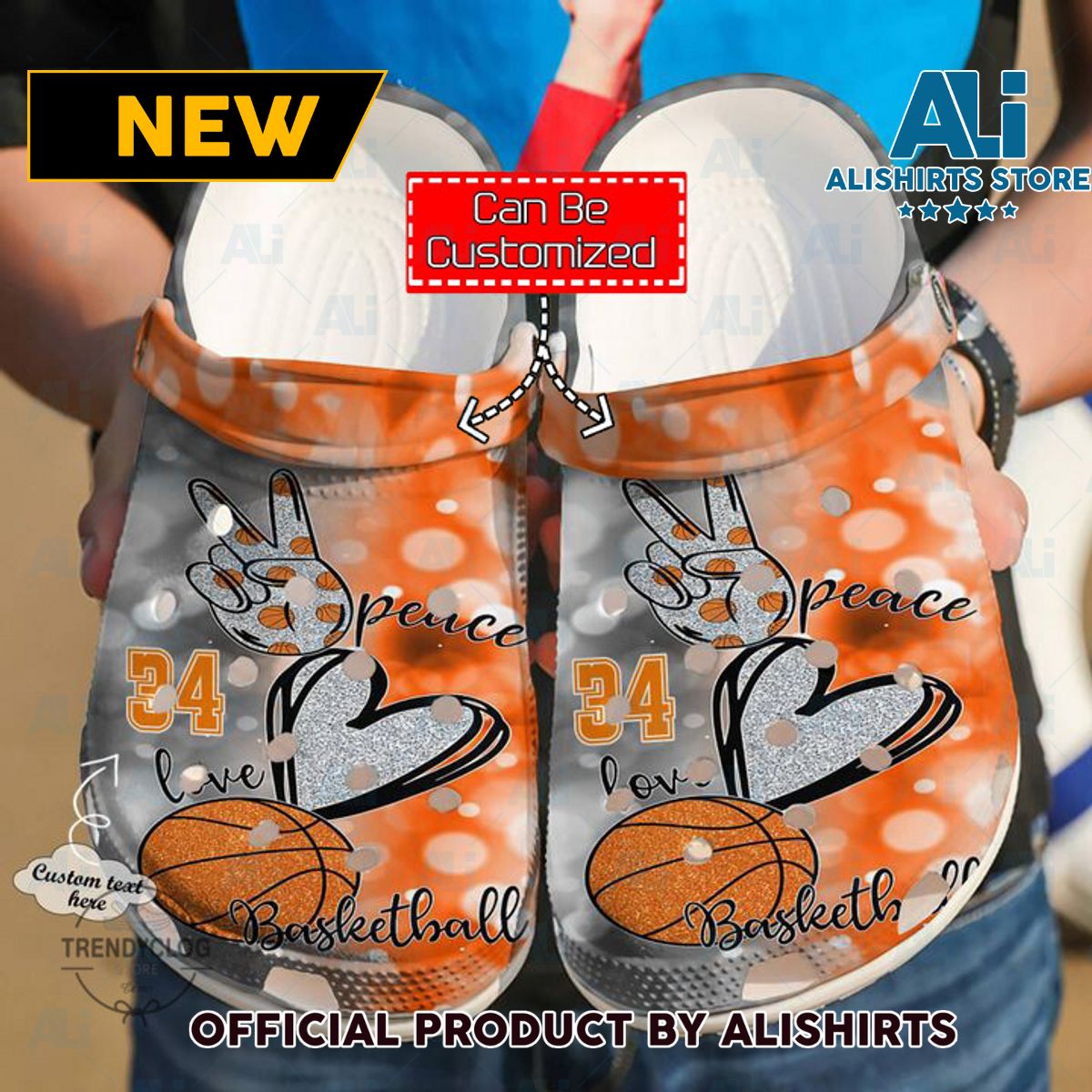 Basketball Personalized Peace Love Crocs Crocband Clog Shoes