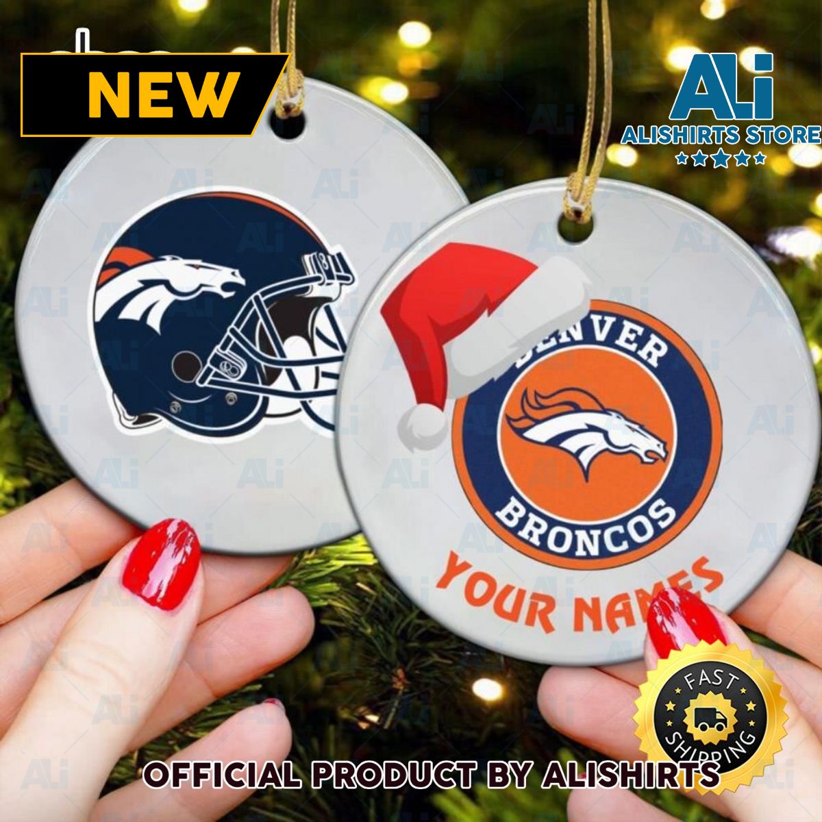 NFL Denver Broncos Personalized NFL Football Ornaments