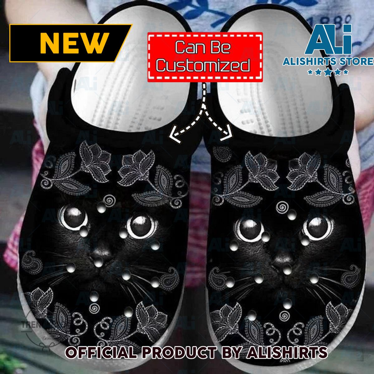 Black Cat Lovers Crocs Crocband Clog Shoes