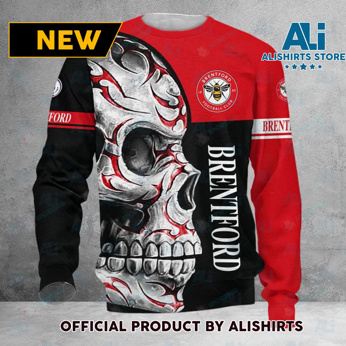 Brentford FC Premier League Skull Sweater