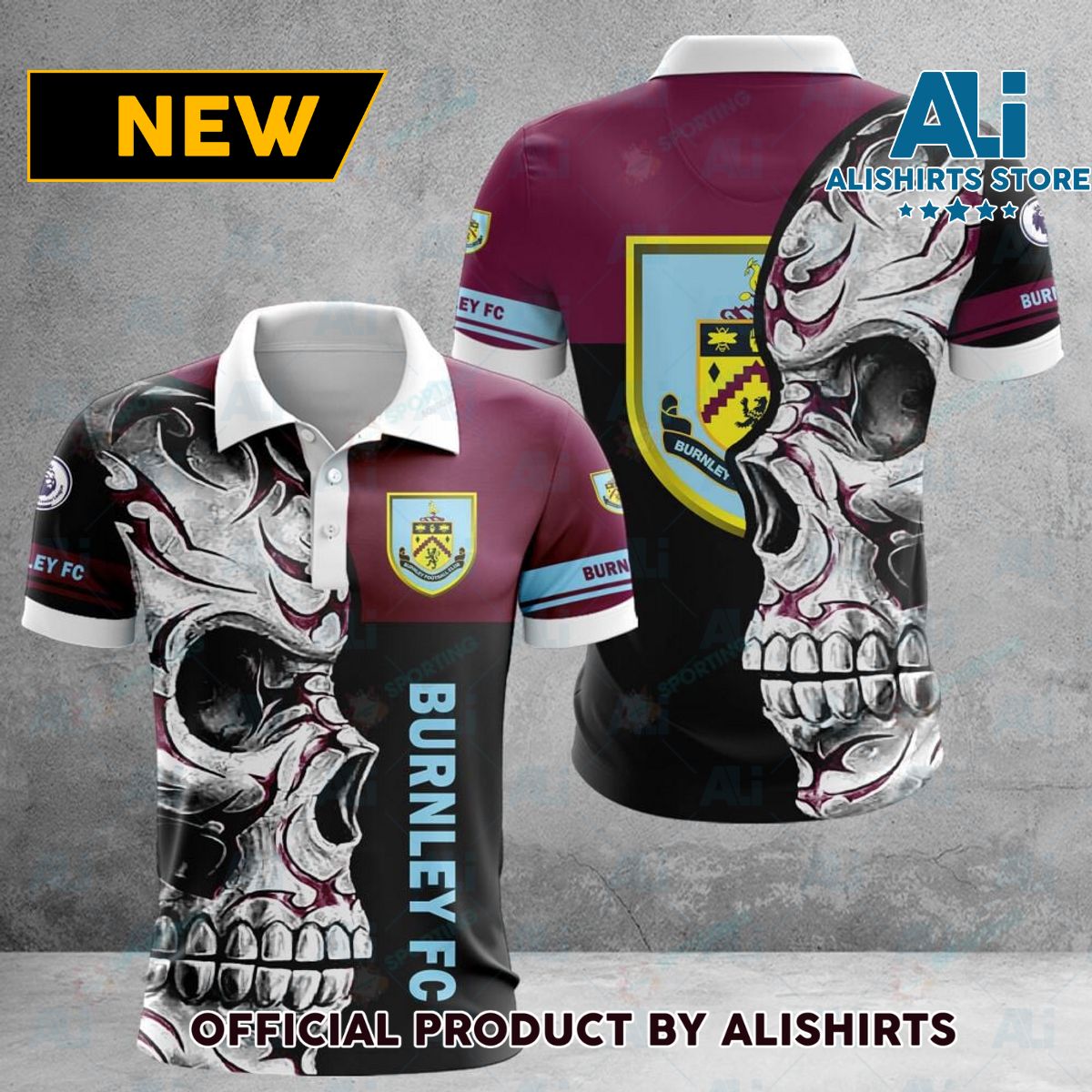 Burnley F.C Premier League Skull Polo Shirts