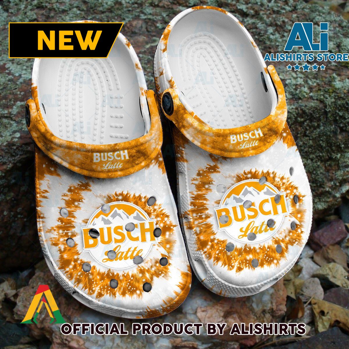 Busch Latte Orange Tie Dye Pattern Crocs Crocband Clogs ALI