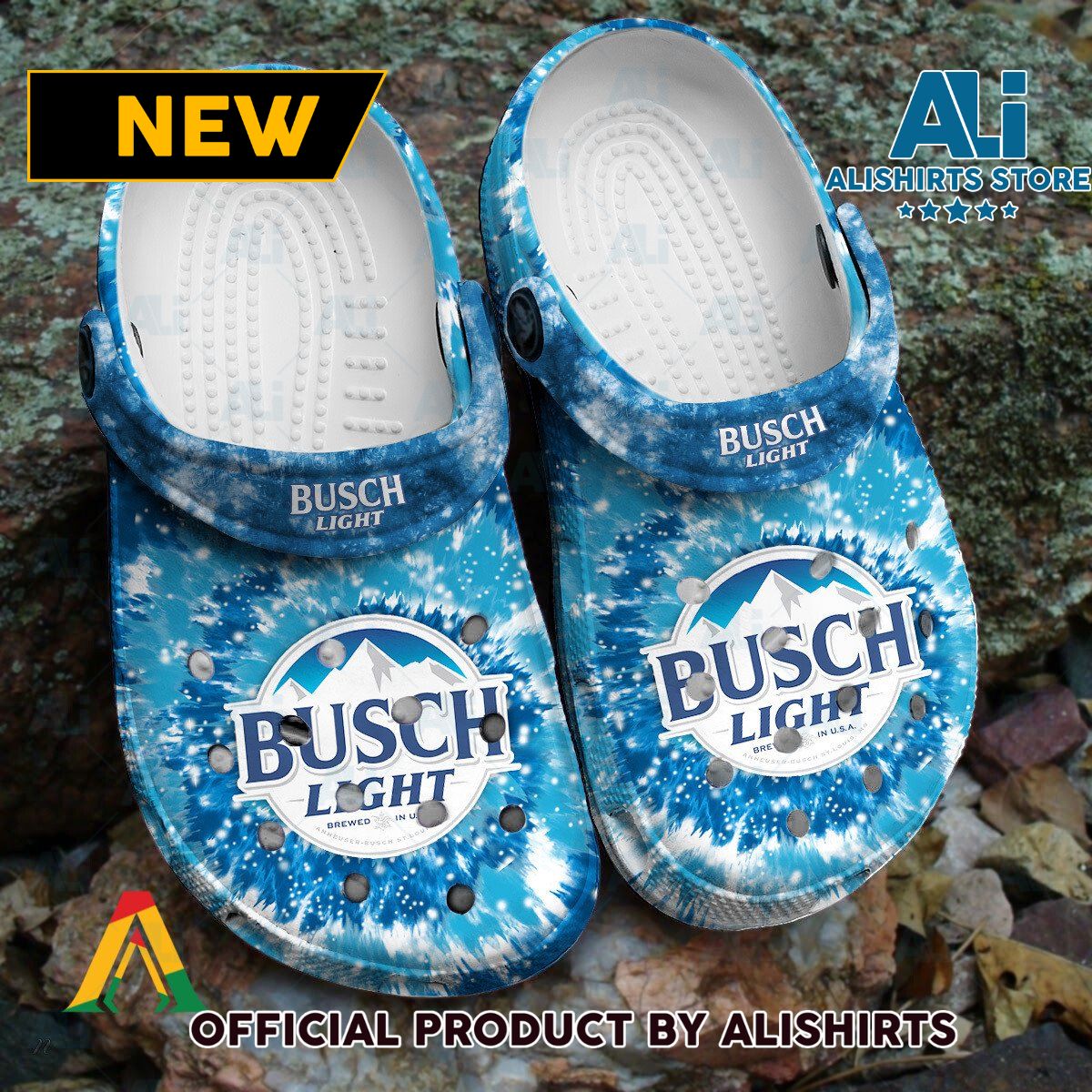 Busch Light Blue Tie Dye Pattern Crocs Crocband Clogs ALI