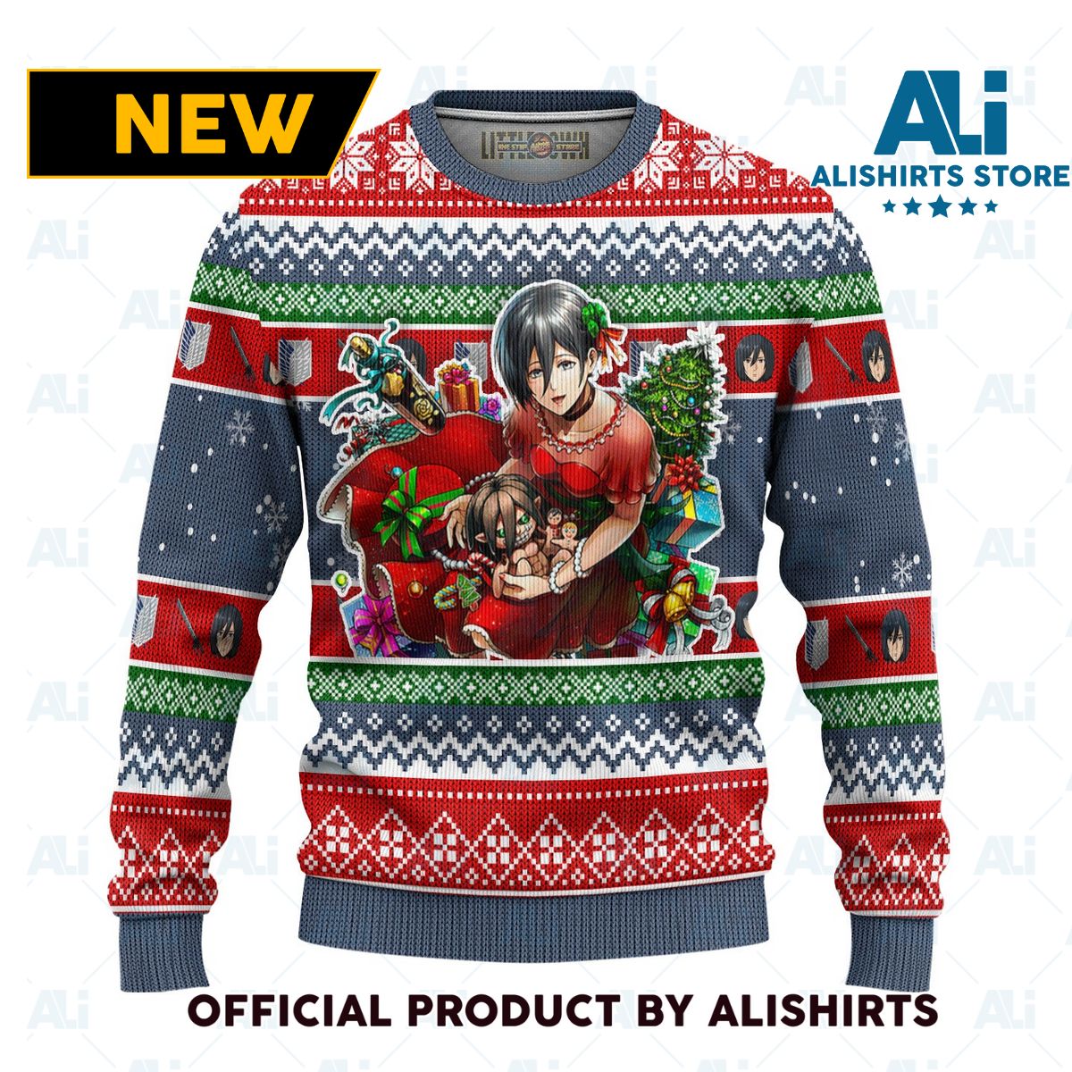 Mikasa Ackerman Attack On Titan Anime Ugly Christmas Sweater