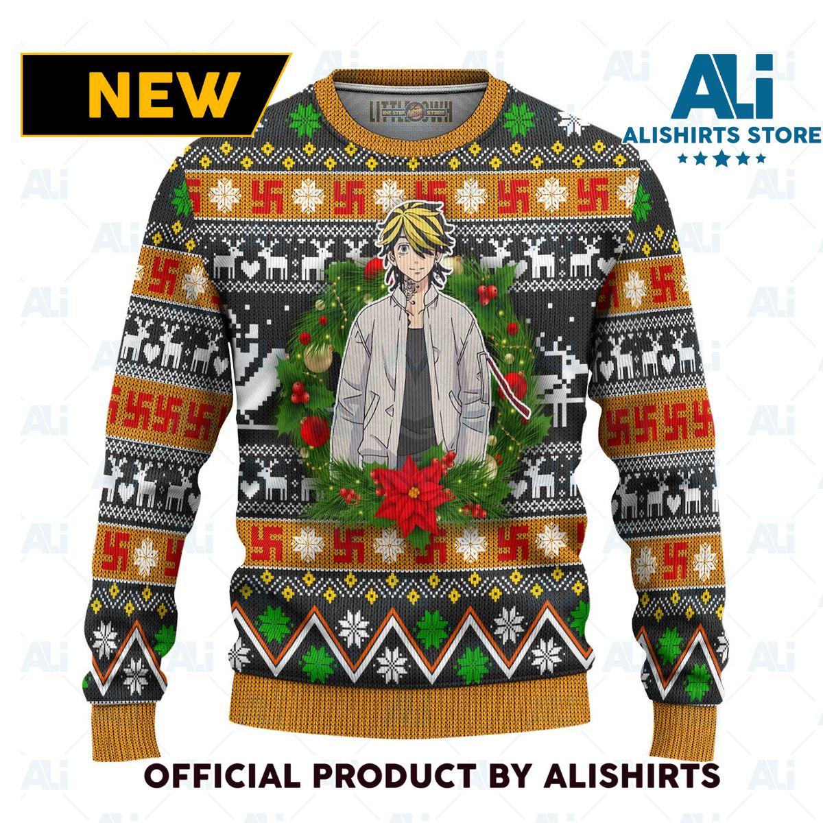 Kazutora Hanemiya Anime Ugly Christmas Sweater Custom Tokyo Revengers