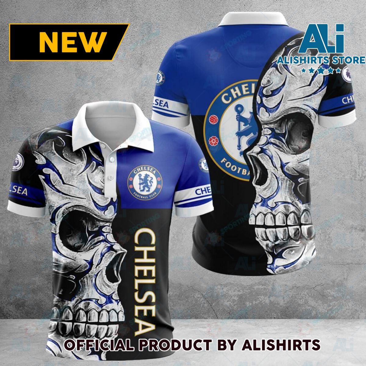 Chelsea F.C. Premier League Skull Polo Shirts