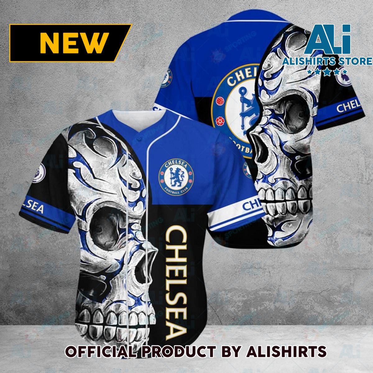 Chelsea FC Premier League Skull Baseball Jersey