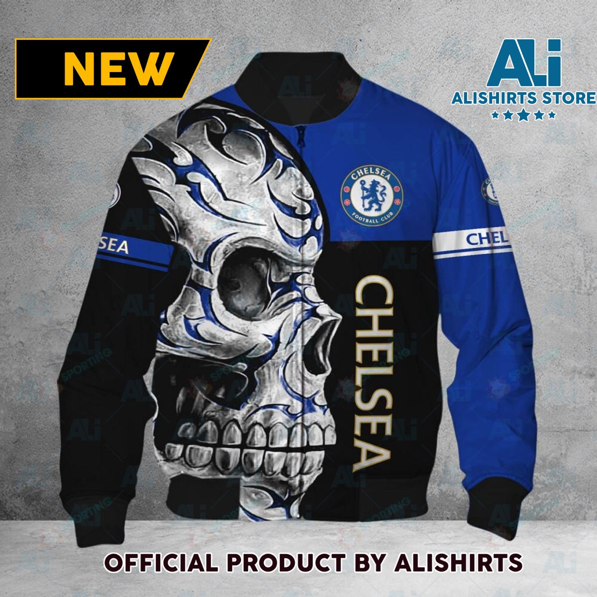 Chelsea FC Premier League Skull Bomber Jacket