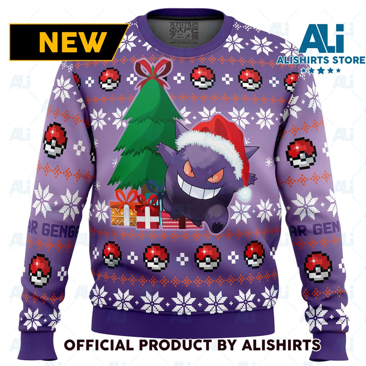 Christmas Gengar Pokemon Ugly Christmas Sweater - 9I71