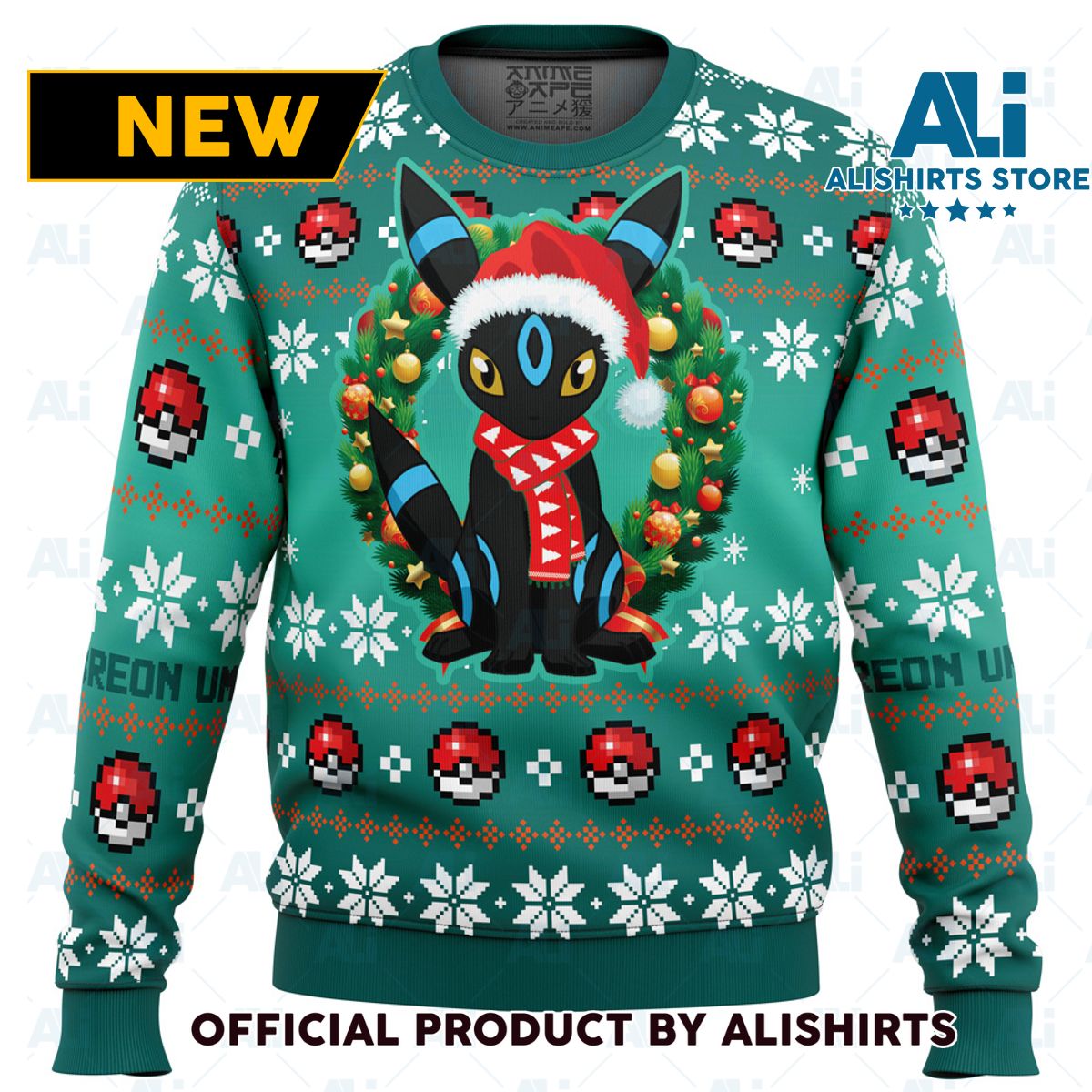 Christmas Umbreon Pokemon Ugly Christmas Sweater - BD31